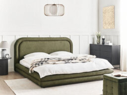 Beliani Bed Faux Linen Lavardens 180 X 200 Cm (Eu Super King) Green - thumbnail 2