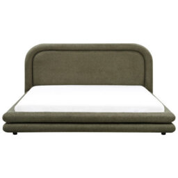 Beliani Bed Faux Linen Lavardens 180 X 200 Cm (Eu Super King) Green - thumbnail 4