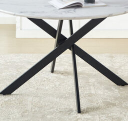 HomeTouch Home Touch Modern Marble Effect Round Dining Table, 120Cm Kitchen Table With Strong Metal Nested Legs For Dining Room - thumbnail 7