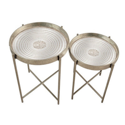 Minster 43/53Cm Round Tables (Set Of 2) - Silver-Gold Metallic Frame - L36 X W36 X H45 Cm - image 1