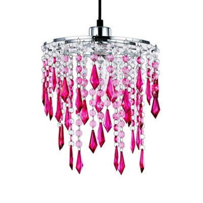Innoteck Cherry Ceiling Chandelier Acrylic Light Shade With Sparkly Acrylic Droplets- Gradient Clear, Pink & Cherry - image 1