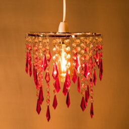 Innoteck Cherry Ceiling Chandelier Acrylic Light Shade With Sparkly Acrylic Droplets- Gradient Clear, Pink & Cherry - thumbnail 2