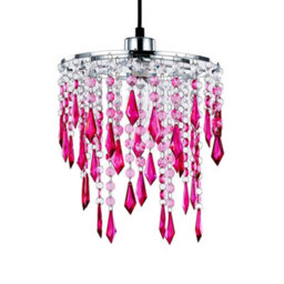 Innoteck Cherry Ceiling Chandelier Acrylic Light Shade With Sparkly Acrylic Droplets- Gradient Clear, Pink & Cherry - thumbnail 1