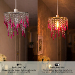 Innoteck Cherry Ceiling Chandelier Acrylic Light Shade With Sparkly Acrylic Droplets- Gradient Clear, Pink & Cherry - thumbnail 6
