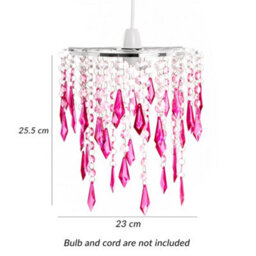 Innoteck Cherry Ceiling Chandelier Acrylic Light Shade With Sparkly Acrylic Droplets- Gradient Clear, Pink & Cherry - thumbnail 5