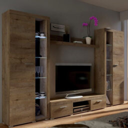 Wall Unit Rumba Xl Living Room Furniture Lefkas Oak With Led Lights - thumbnail 2