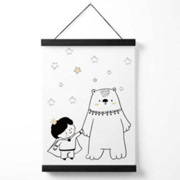 Artze Wall Art Scandi Prince Little Boy With Bear Art Print With Black Frame Size: A4 - thumbnail 1