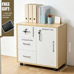 Office Filing Cabinet Mobile Printer Stand File Storage Drawers Wheels - thumbnail 2