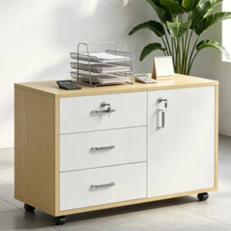 Office Filing Cabinet Mobile Printer Stand File Storage Drawers Wheels - thumbnail 4