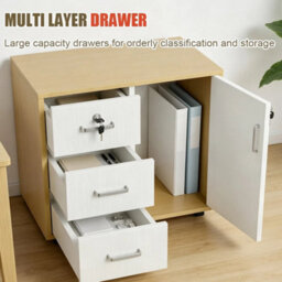 Office Filing Cabinet Mobile Printer Stand File Storage Drawers Wheels - thumbnail 6