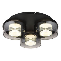 Luminosa Lighting Luminosa Belinda Shade Cluster Ceiling Light Matt Black Smoke Glass Shade 3X Led 4000K