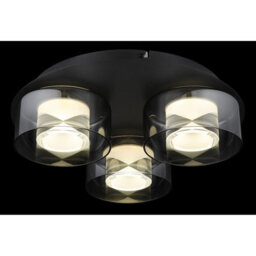 Luminosa Lighting Luminosa Belinda Shade Cluster Ceiling Light Matt Black Smoke Glass Shade 3X Led 4000K - thumbnail 3
