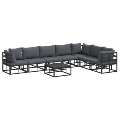 Berkfield Modern Garden Sofa Set With Cushion 8 Pcs Black Aluminium - image 1