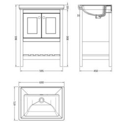 Dezine Colorado 600mm Indigo Blue 0 Tap Hole Floorstanding Vanity Unit - thumbnail 3