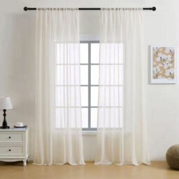Living And Home Daylight Ivory White Sheer Polyester Curtains Pair Set Of 2 183 X 117 Cm With Pole Pocket Indoor Use
