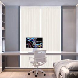 Living And Home Daylight Ivory White Sheer Polyester Curtains Pair Set Of 2 183 X 117 Cm With Pole Pocket Indoor Use - thumbnail 4