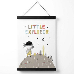Artze Wall Art Cute Little Boy Explorer Scandi Quote Art Print With Black Frame Size: A4 - thumbnail 1