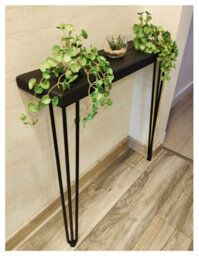 Moderix Rustic Console Table 175mm Hairpin 3R 1016mm Black Ash Length Of 60Cm - thumbnail 2