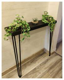 Moderix Rustic Console Table 175mm Hairpin 3R 1016mm Black Ash Length Of 60Cm - thumbnail 1