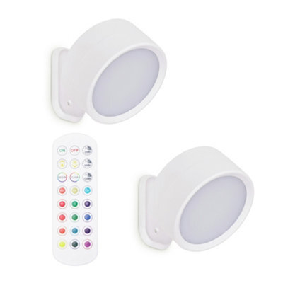 Valuelights Marshall Pack Of 2 - Easy Fit Rechargeable Spotlight Colour Changing Touch Light - White - image 1