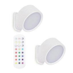Valuelights Marshall Pack Of 2 - Easy Fit Rechargeable Spotlight Colour Changing Touch Light - White - thumbnail 1