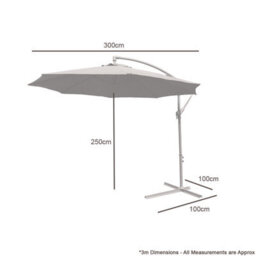 Kct Garden Parasol 3M Large Mocha Cantilever With Adjustable Crank Patio Shade - thumbnail 4