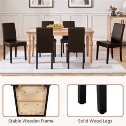Yaheetech Dark Brown Set Of 2 Faux Leather High Back Dining Chairs With Rubberwood Legs - thumbnail 8