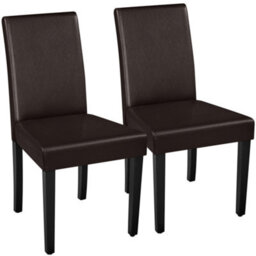 Yaheetech Dark Brown Set Of 2 Faux Leather High Back Dining Chairs With Rubberwood Legs - thumbnail 2