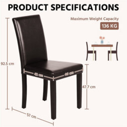 Yaheetech Dark Brown Set Of 2 Faux Leather High Back Dining Chairs With Rubberwood Legs - thumbnail 3