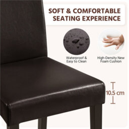 Yaheetech Dark Brown Set Of 2 Faux Leather High Back Dining Chairs With Rubberwood Legs - thumbnail 6
