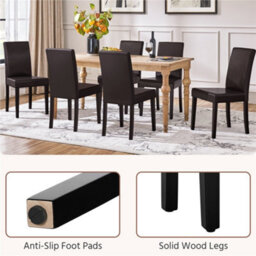 Yaheetech Dark Brown Set Of 2 Faux Leather High Back Dining Chairs With Rubberwood Legs - thumbnail 7