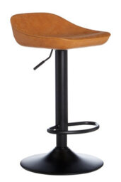 Orsina Set Of 2 Camel Bar Stools, Contemporary Saddle Seat Breakfast Counter Stools, Leather Pub Style Seating - thumbnail 1