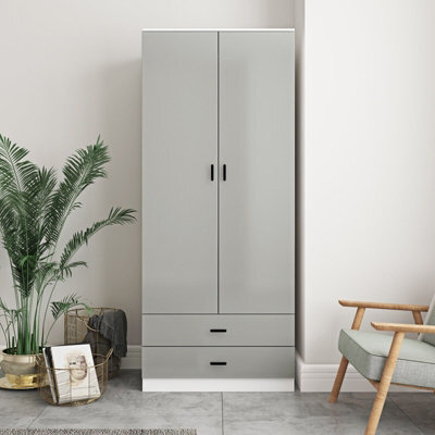 Urbn-Living High Gloss 2-Door 2-Drawer Wardrobe With Storage Shelf, And Hanging Space - 180X75X46Cm - image 1