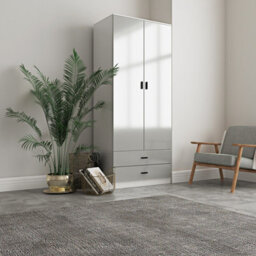 Urbn-Living High Gloss 2-Door 2-Drawer Wardrobe With Storage Shelf, And Hanging Space - 180X75X46Cm - thumbnail 2
