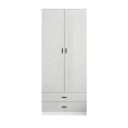 Urbn-Living High Gloss 2-Door 2-Drawer Wardrobe With Storage Shelf, And Hanging Space - 180X75X46Cm - thumbnail 4