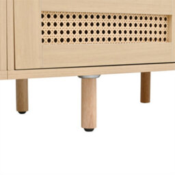 Abrihome Tv Stand With 2 Rattan Drawer And 2 Sliding Doors, Oval Tv Cabinet Storage Sideboard With Rounded Corners, Oak, Mdf - thumbnail 8
