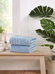 Rapport Home Linear Hand Towel Pure Cotton Sky Blue