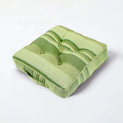 Homescapes Morocco Striped Cotton Floor Cushion Green - image 1