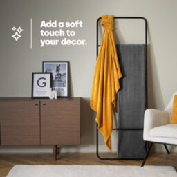 Livivo Single Fleece Blanket In Ochre Colour - thumbnail 4
