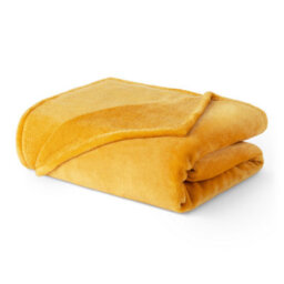 Livivo Single Fleece Blanket In Ochre Colour