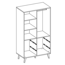 Arte Elegant White Matt Hinged Wardrobe W104Cm H202Cm D55Cm With Leather Handles & Wooden Legs - thumbnail 3