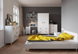Arte Elegant White Matt Hinged Wardrobe W104Cm H202Cm D55Cm With Leather Handles & Wooden Legs - thumbnail 4