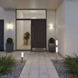 GoodHome Callisto Fixed Satin Stainless Steel Mains-Powered Integrated Led Outdoor Contemporary Wall Light 1400Lm (Dia)7.6Cm - thumbnail 2
