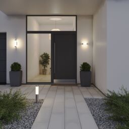 GoodHome Callisto Fixed Satin Stainless Steel Mains-Powered Integrated Led Outdoor Contemporary Wall Light 1400Lm (Dia)7.6Cm - thumbnail 3