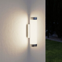 GoodHome Callisto Fixed Satin Stainless Steel Mains-Powered Integrated Led Outdoor Contemporary Wall Light 1400Lm (Dia)7.6Cm - thumbnail 1