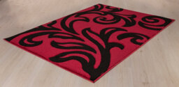 Smart Living Modern Thick Soft Carved Area Rug, Living Room Carpet, Kitchen Floor, Bedroom Soft Rugs 60Cm X 110Cm - Red Black - thumbnail 2