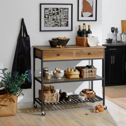 Sobuy Fkw112-Pf, Industrial Vintage Style Kitchen Trolley Cart Kitchen Storage Trolley Serving Trolley,w100Xd45Xh92.5 - thumbnail 2