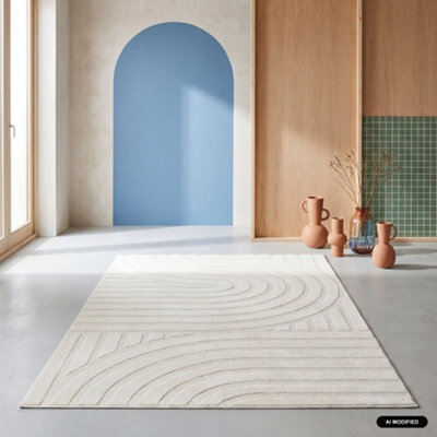 Sweeek - Arch Pattern Interior Rug, Short Pile 200 X 290Cm Cream - image 1
