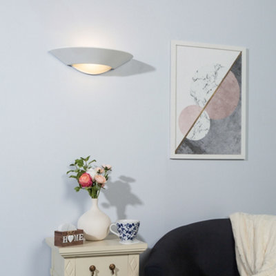 Litecraft Eige White Paintable Wall Uplighter With Glass Diffuser - image 1
