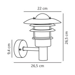 Nordlux Lonstrup 22 Outdoor Wall Light, Classic Porch Lantern, Galvanized - thumbnail 8